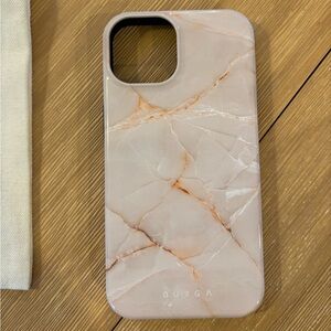 Burga I phone 14- Marble Phone Case - Pink and White